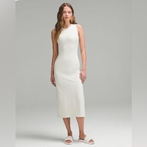 Lululemon All aligned ribbed midi dress bone